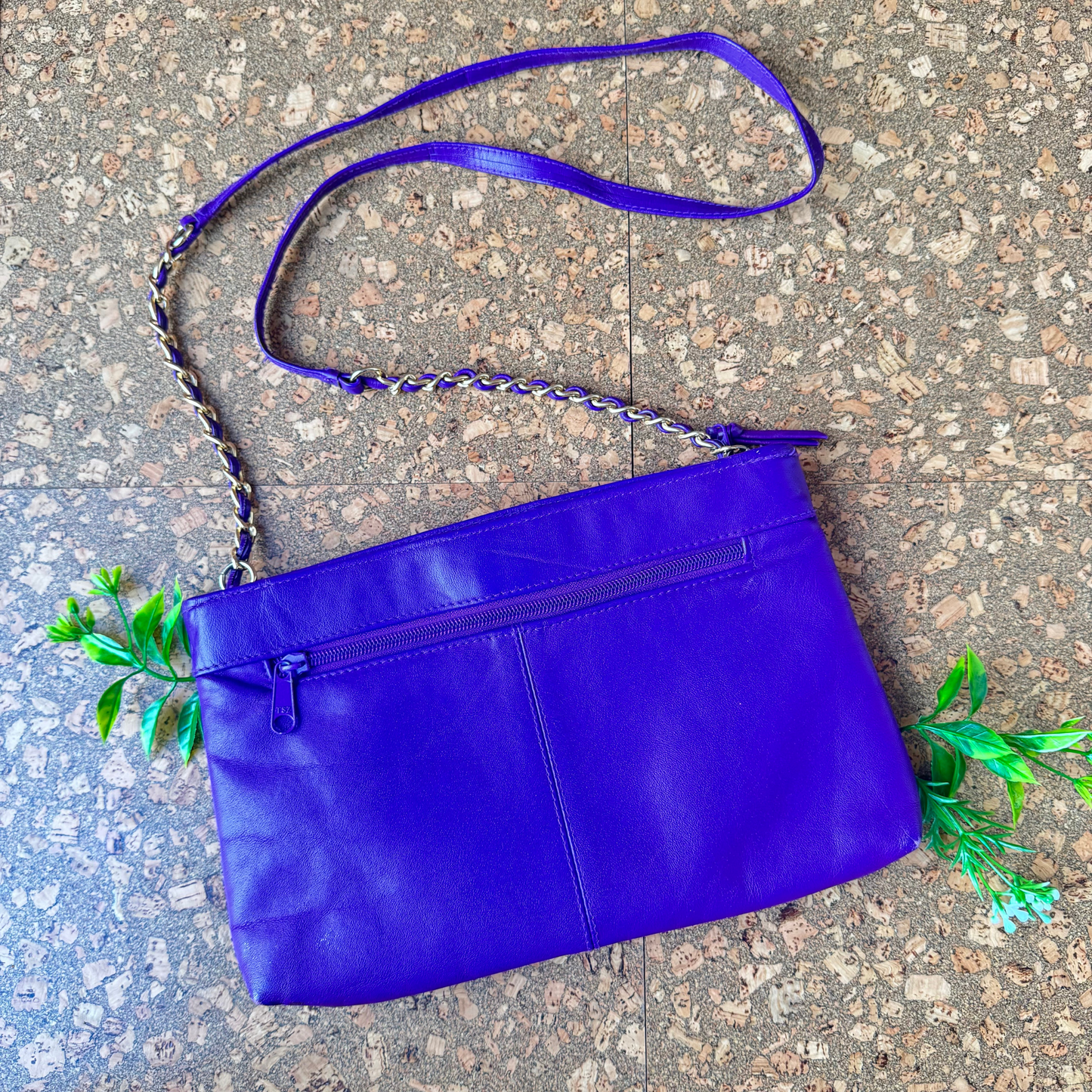 The Latifah - Regal Purple Leather Clutch Conversion w/ Gold Chain