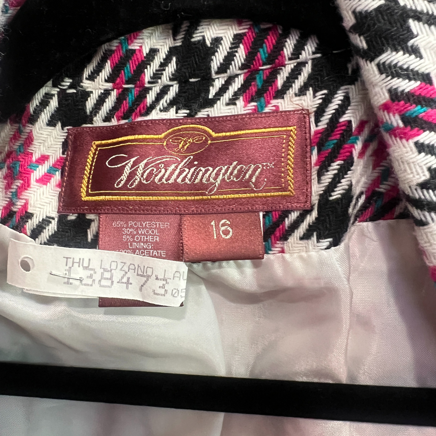 The Editor – Vintage Pink & Black Plaid Tweed Jacket