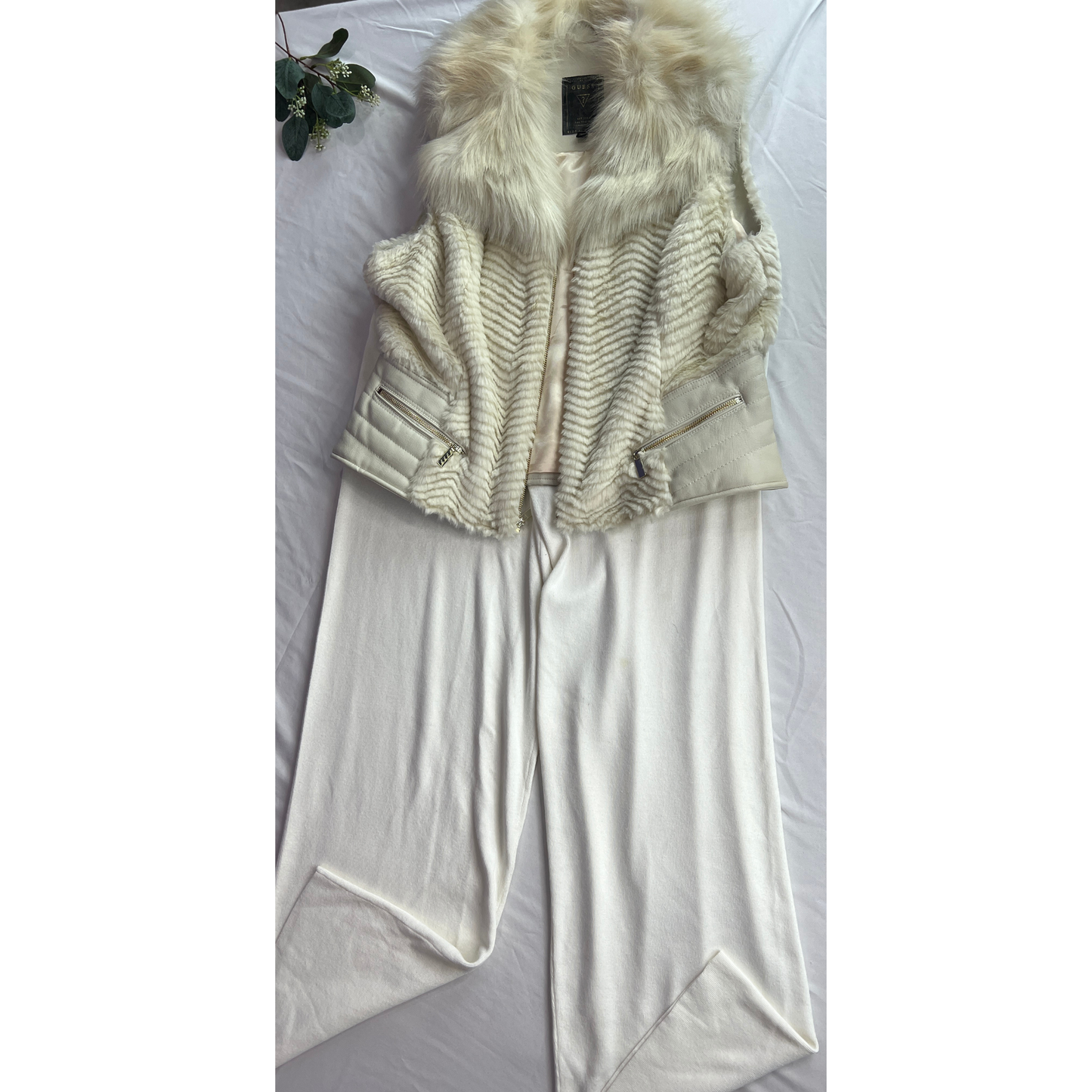 The Luxe Layers – Guess Faux Fur Vest & Pants Set