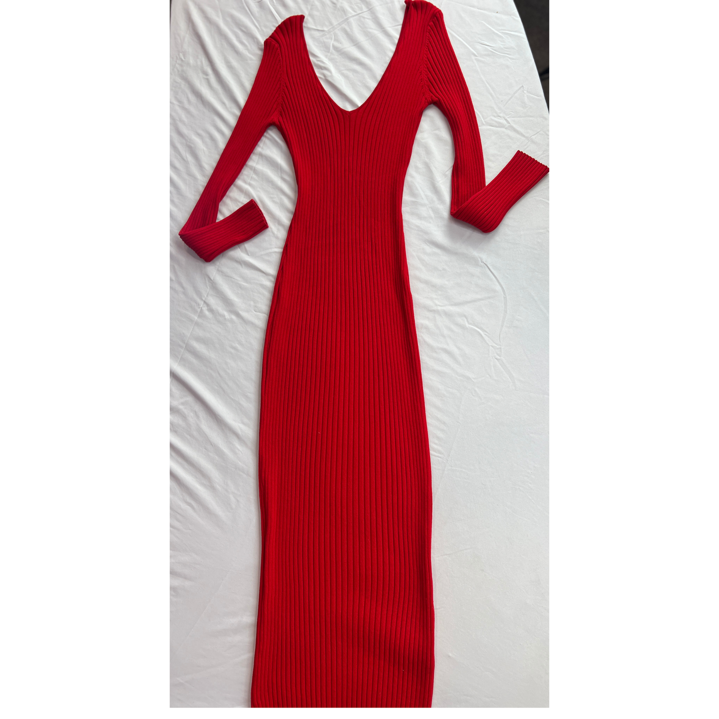 Fashion Nova Ribbed Knit Bodycon Maxi Dress - Red