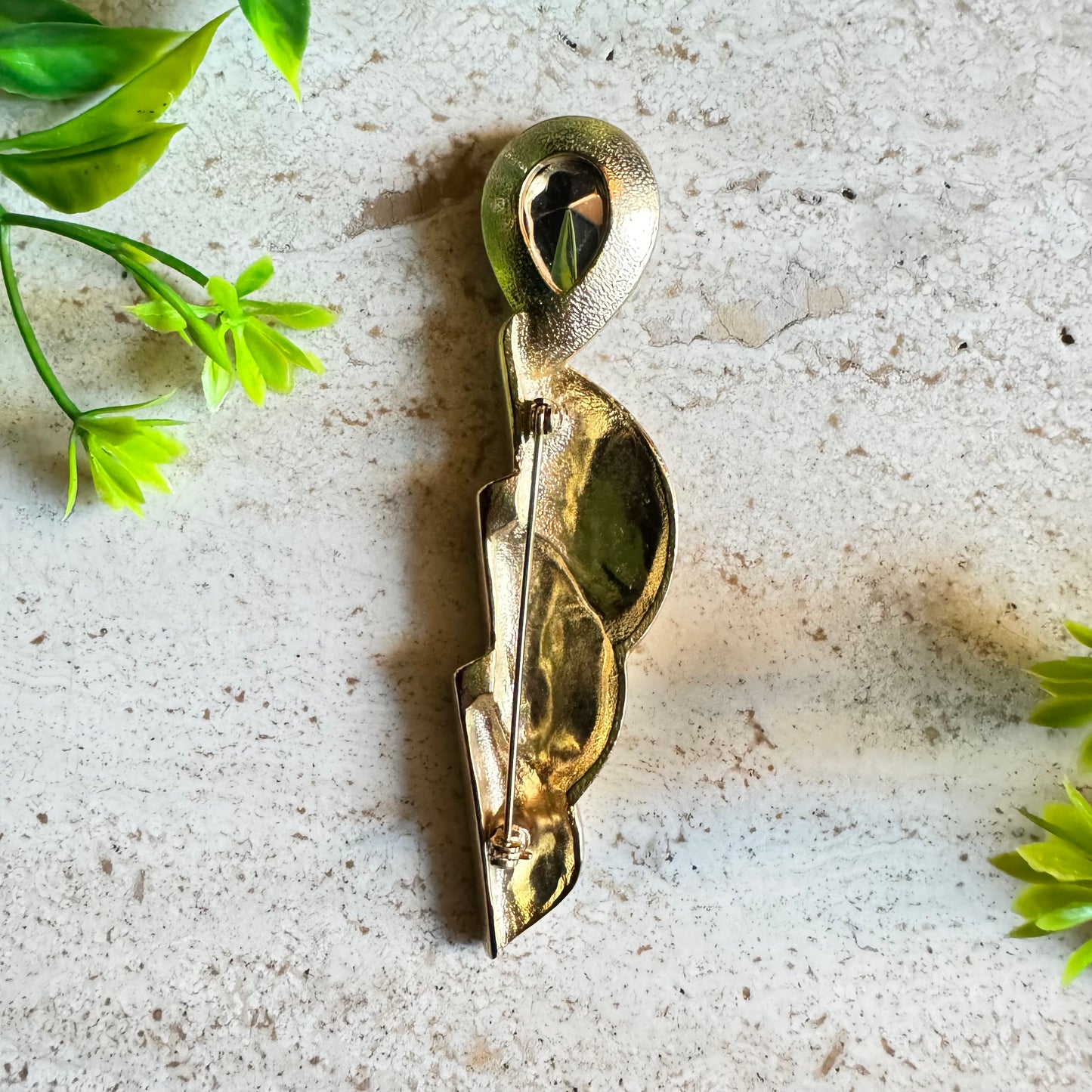 The Naomi - Sculptural Spiral Brooch with Amber Glass Accent
