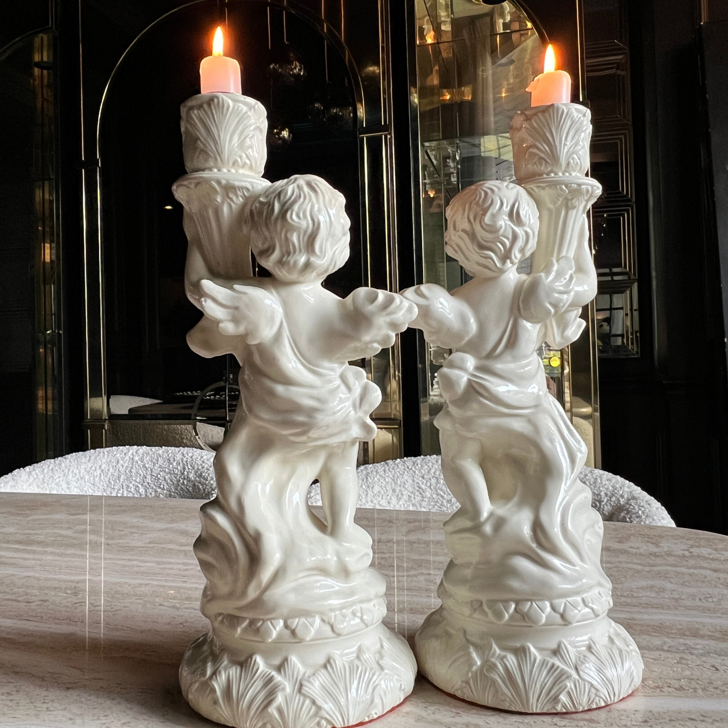 Heaven Sent - Vintage Porcelain Cherub Candlestick Holders (set of 2)