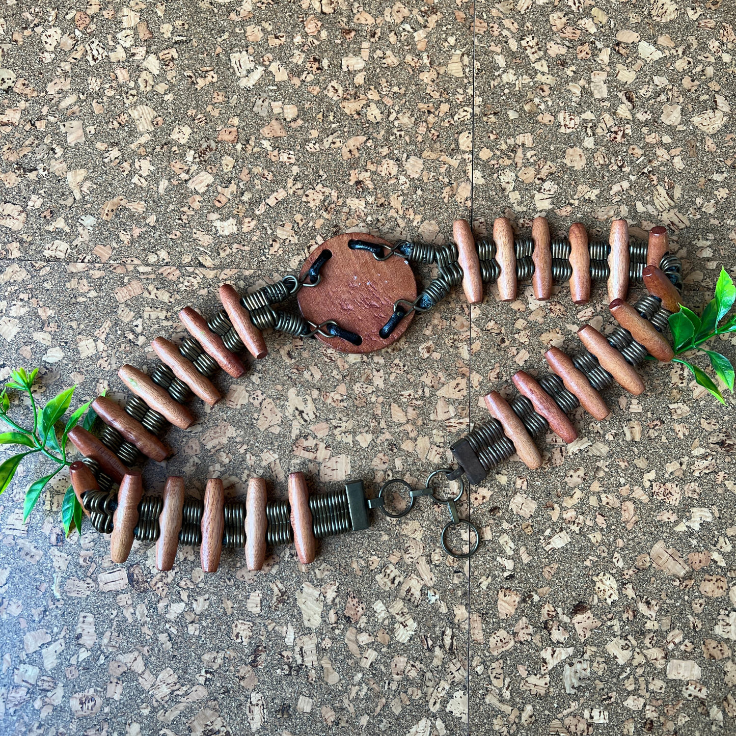 The Xena - Vintage Tribal Warrior Belt – Wood & Coil Metal Statement Waist Cincher