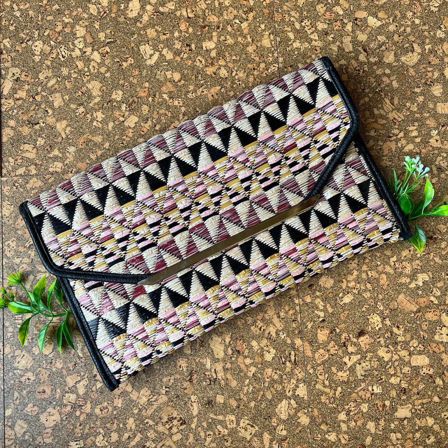 The Lauren - Oversized Woven Clutch w/Pinwheel Multicolored Patterns