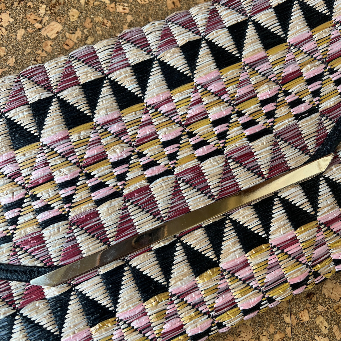The Lauren - Oversized Woven Clutch w/Pinwheel Multicolored Patterns