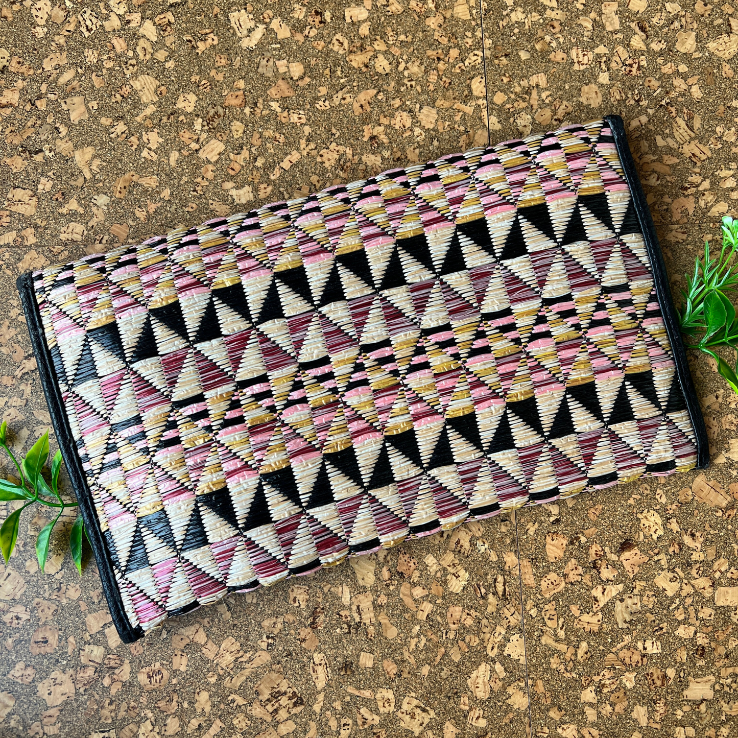 The Lauren - Oversized Woven Clutch w/Pinwheel Multicolored Patterns