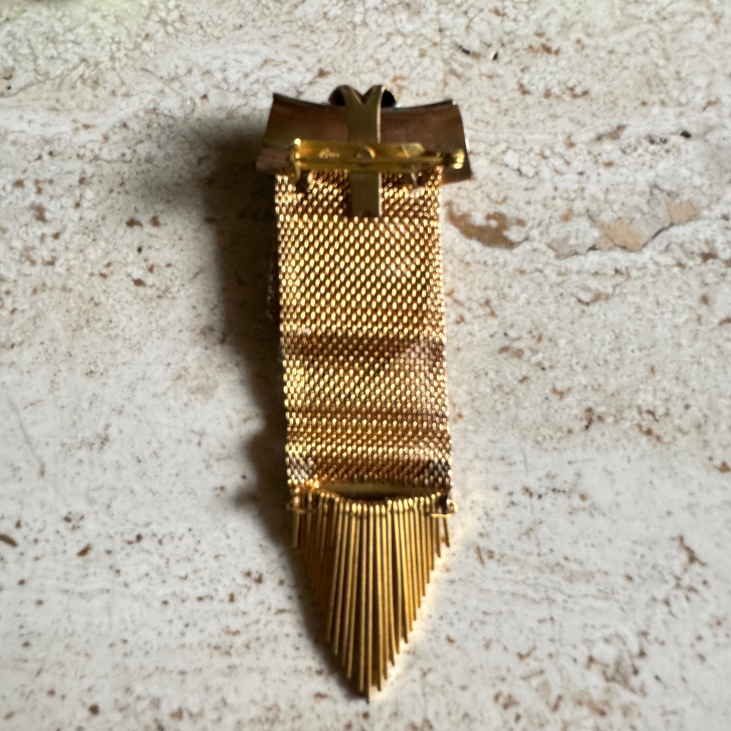 The Marcelline - Vintage Brooch Unique Mesh and Fringe Design Gold Tone Metal