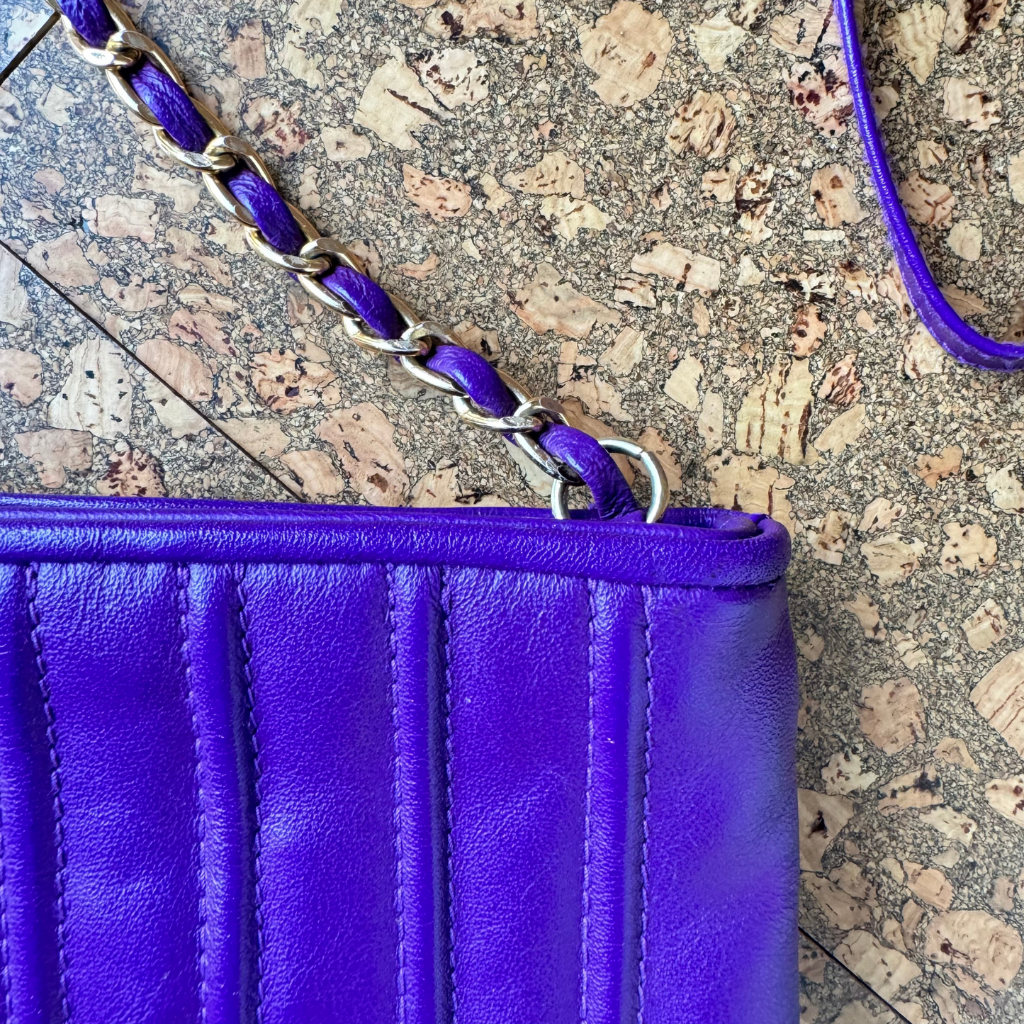 The Latifah - Regal Purple Leather Clutch Conversion w/ Gold Chain