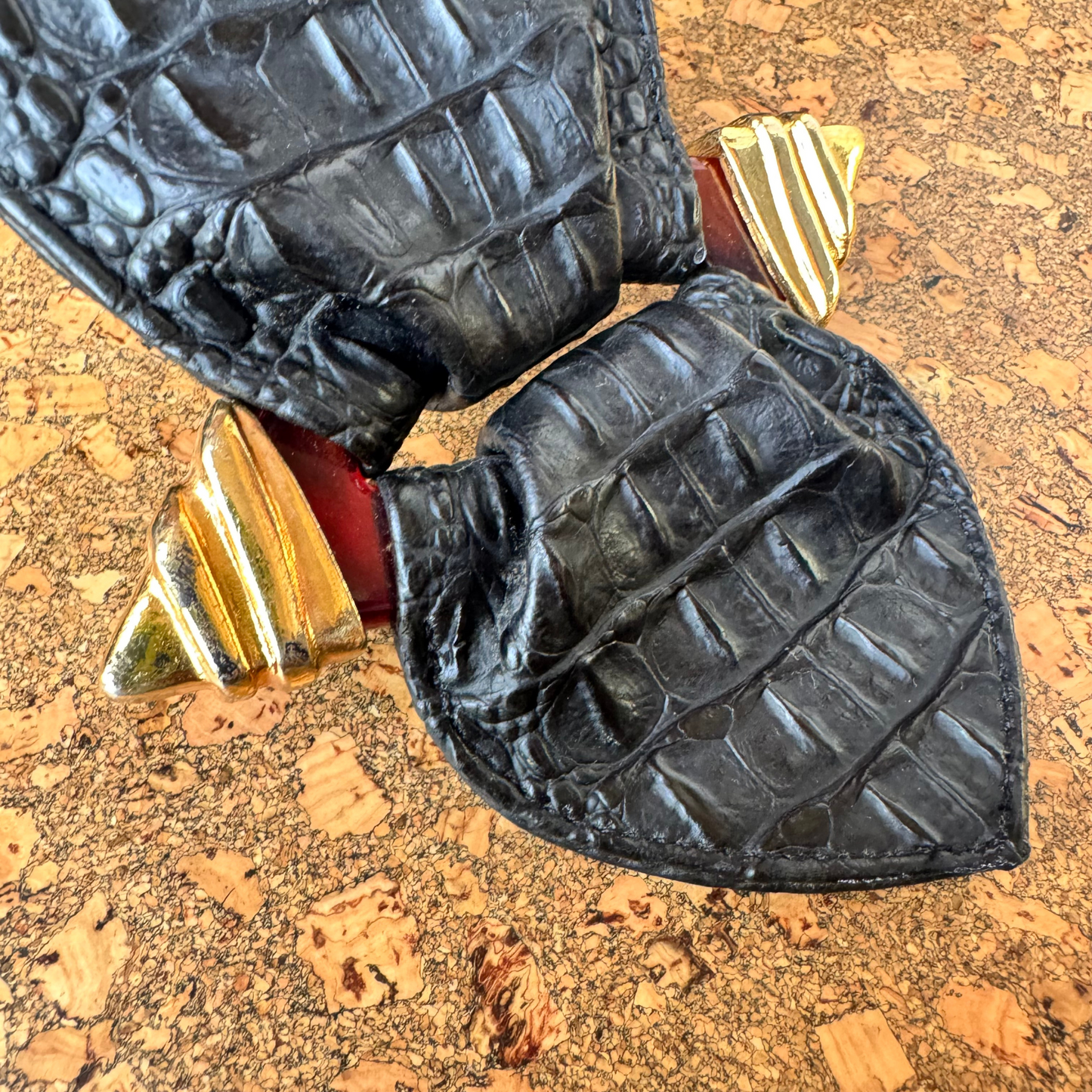 The Sienna - Black Leather Croc Embossed Shoulder Bag
