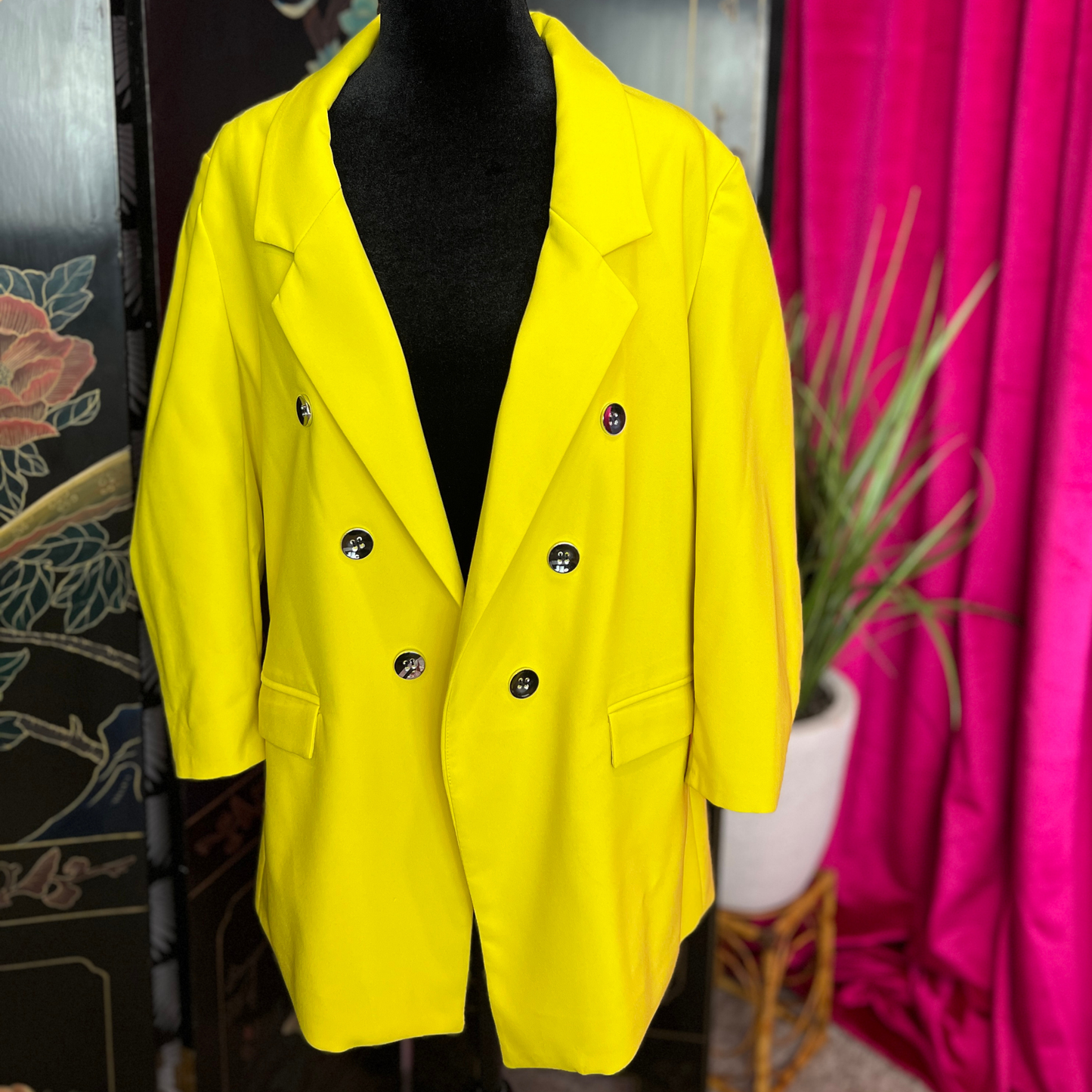 The Marigold – Bold Yellow Blazer Coat L