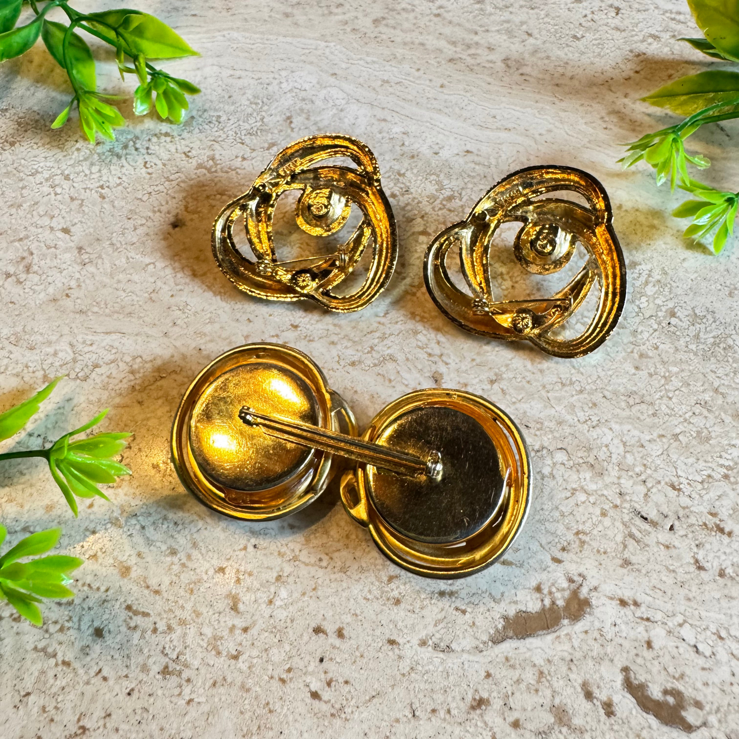 The Alessandra Collection - Vintage Pearl & Gold Brooch trio