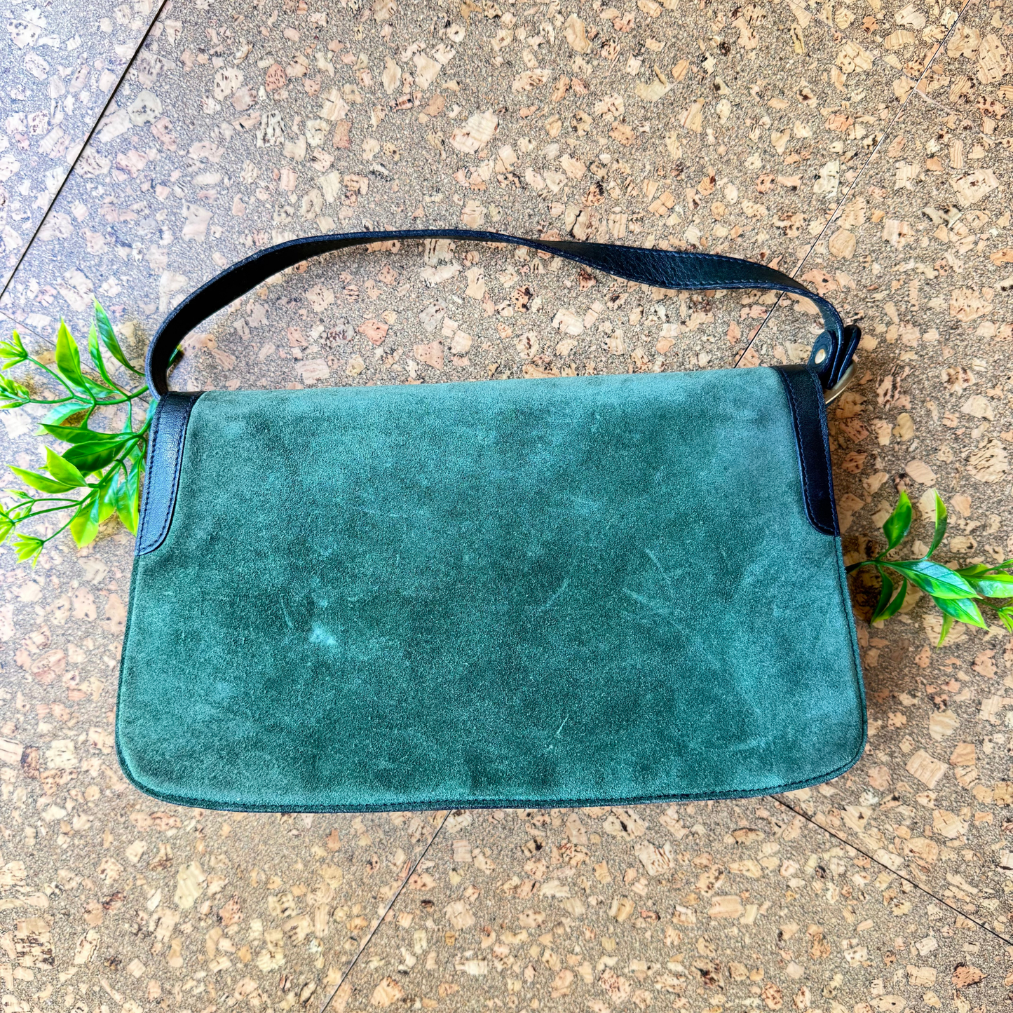 The Etienne - Rare Vintage Etienne Aigner Suede Shoulder Bag in Deep Green