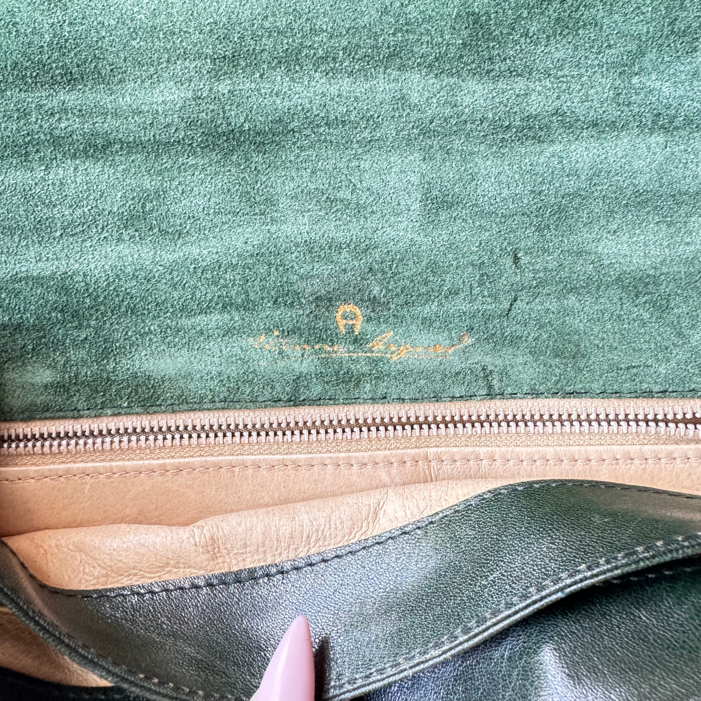 The Etienne - Rare Vintage Etienne Aigner Suede Shoulder Bag in Deep Green