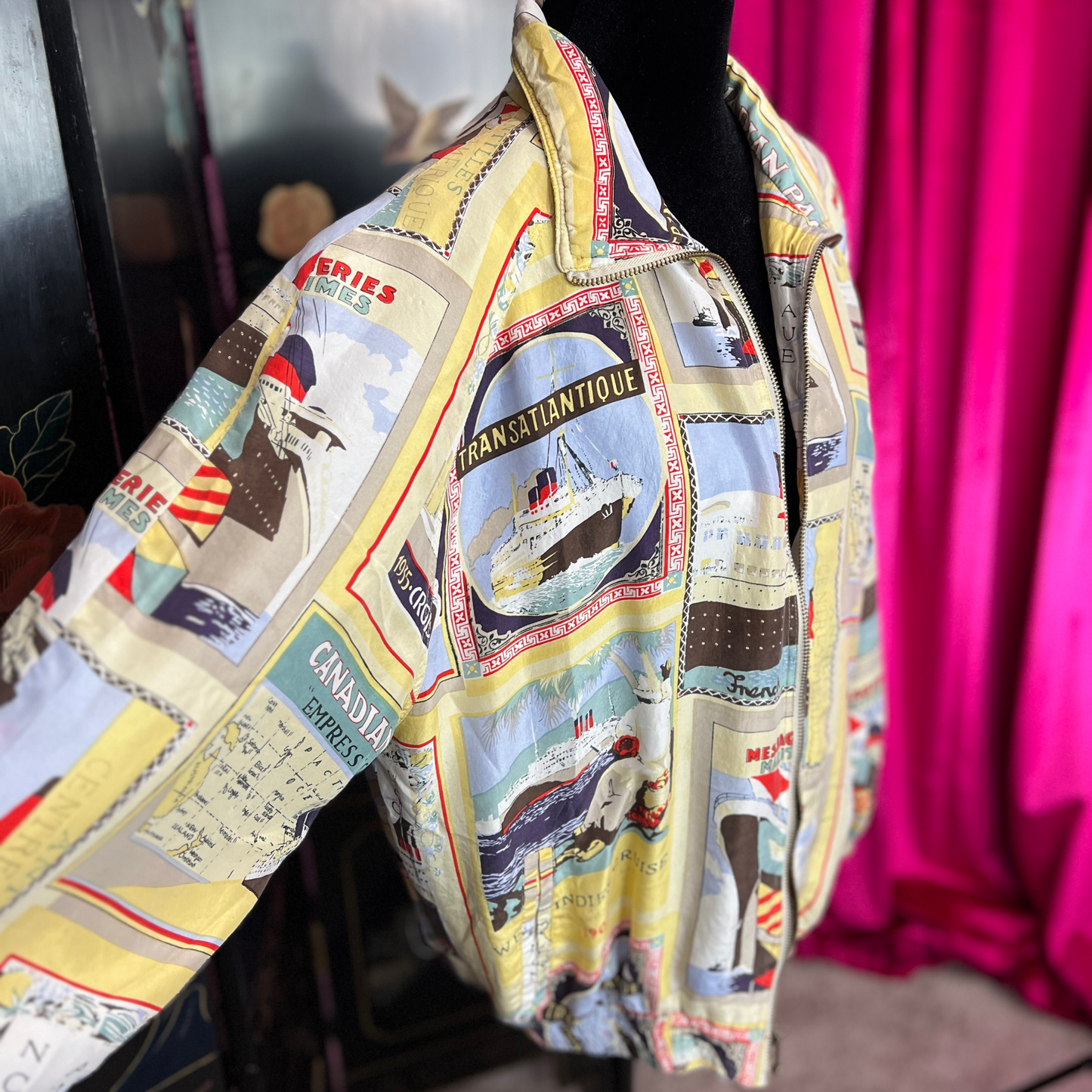 The Globetrotter – Vintage Silk Bomber Size Small
