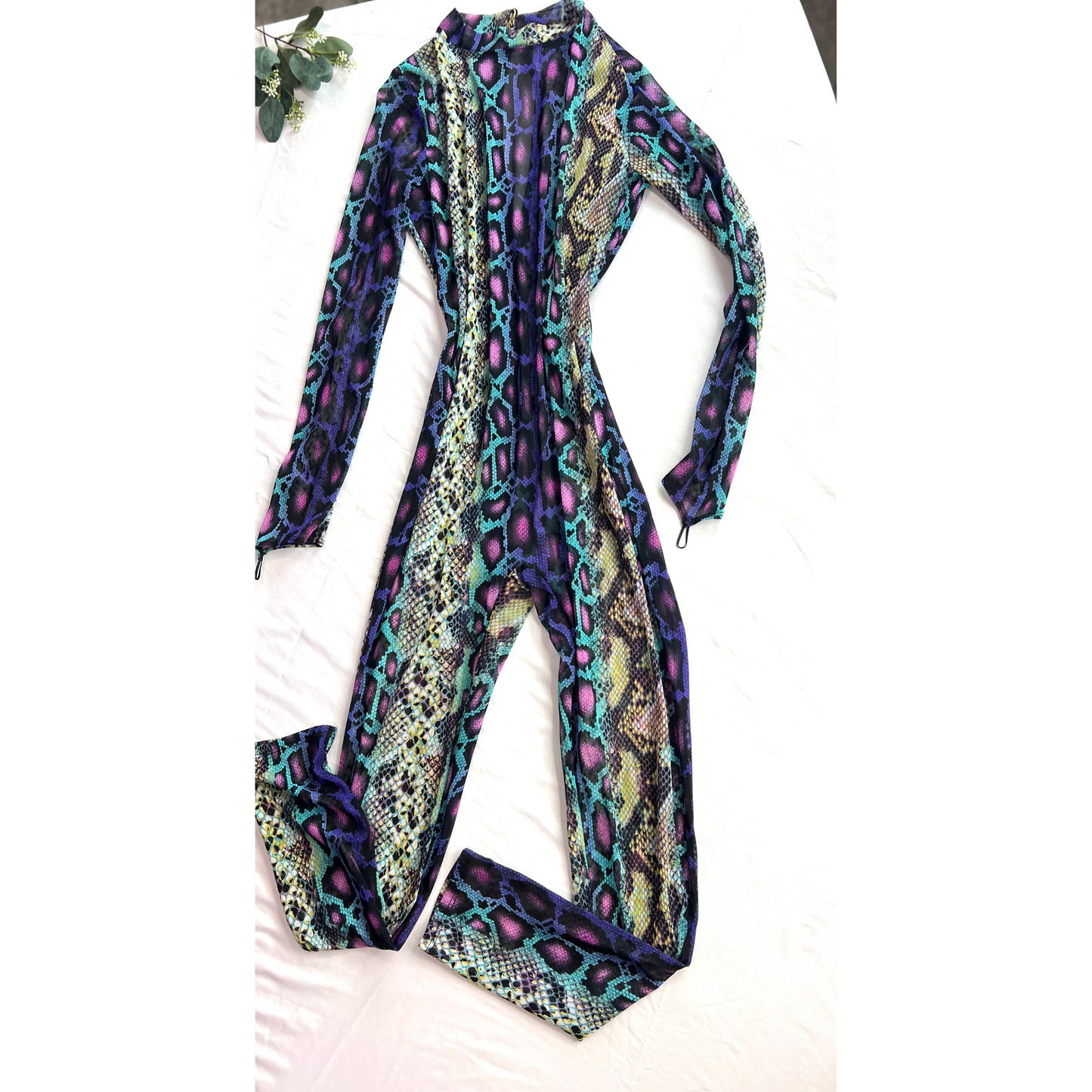 The Sassy Slither – Snake Print Bodycon Jumpsuit XL