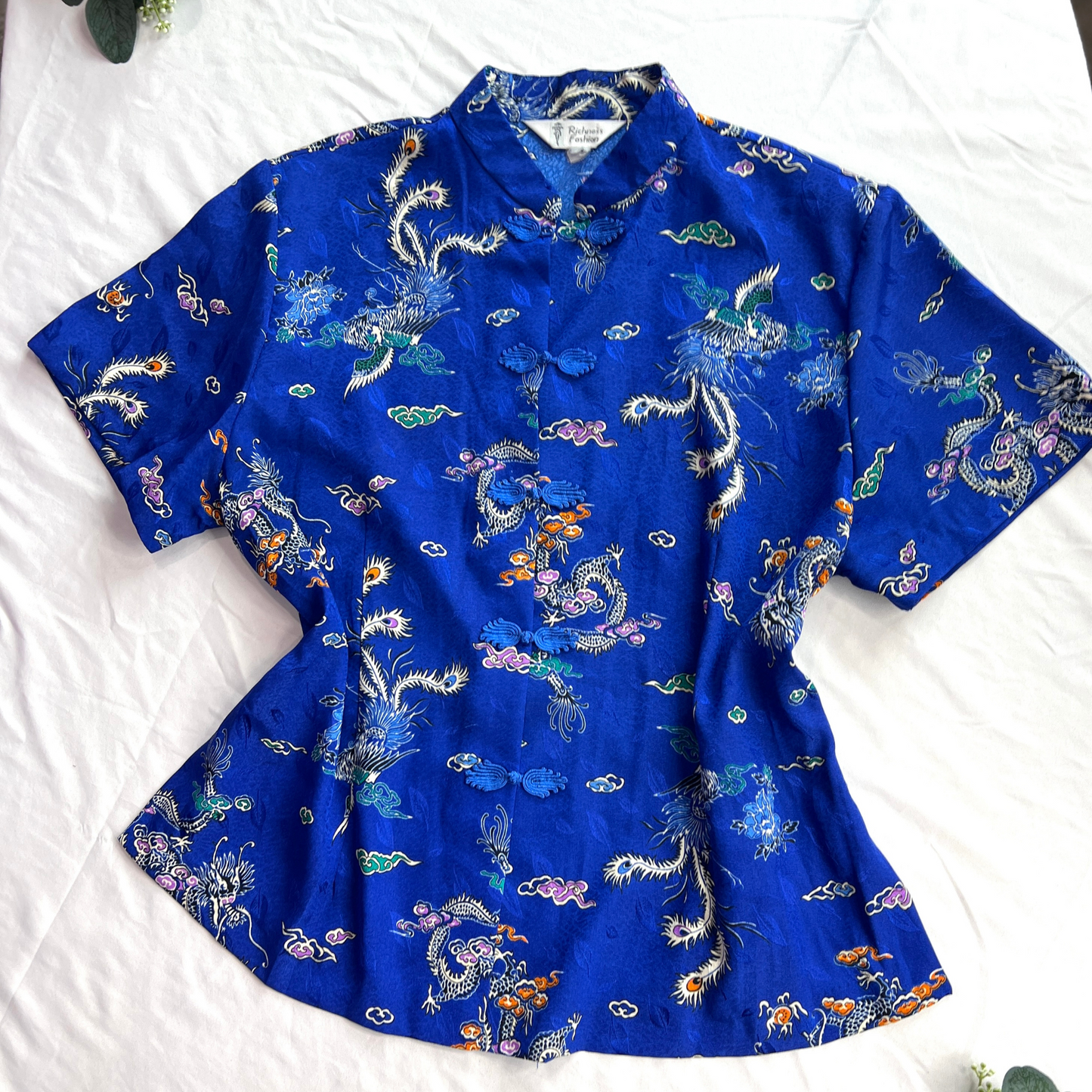 The Empress – Blue Dragon Print Cheongsam Shirt