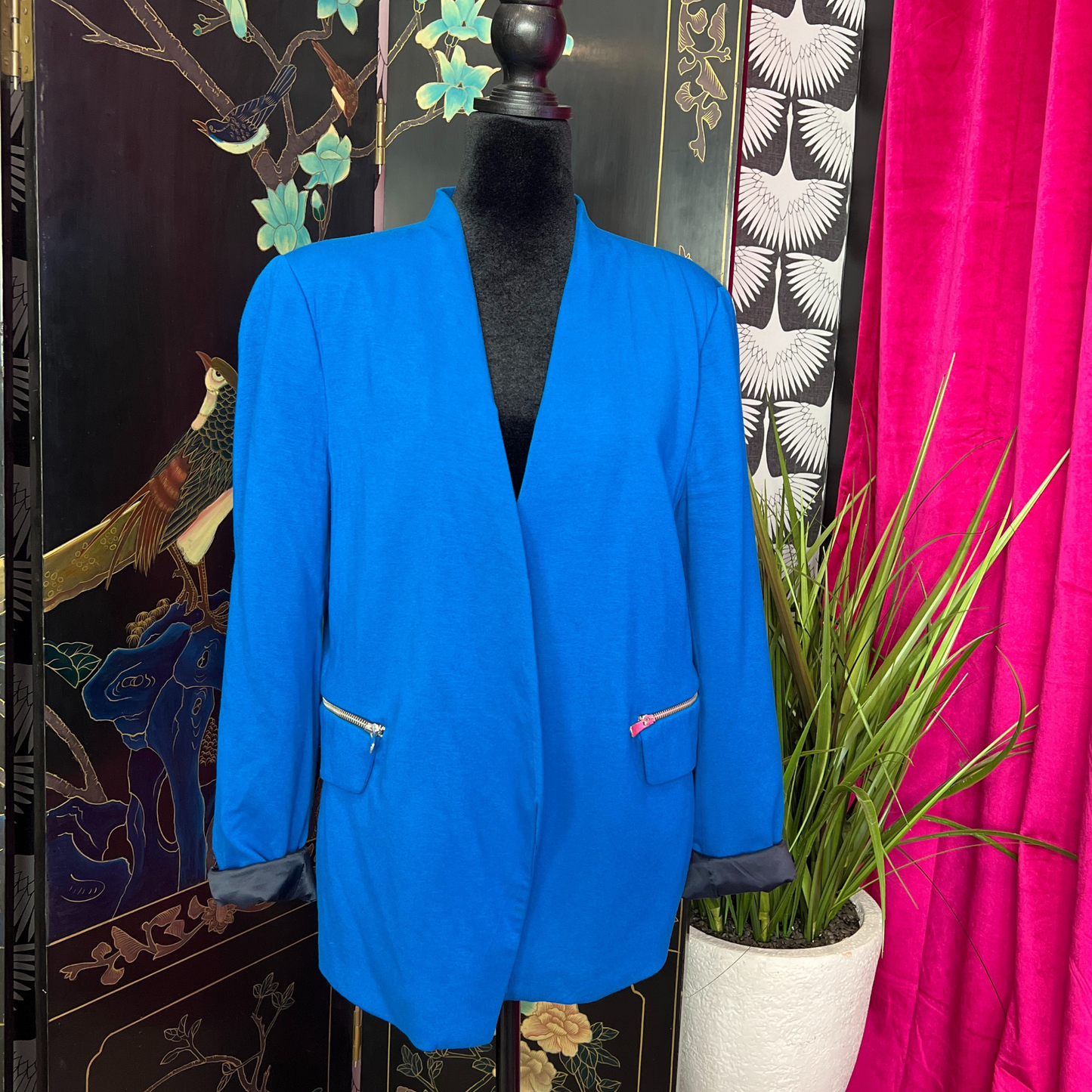 The Power Move – Zara Electric Blue Zip-Pocket Jacket