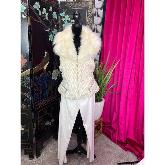 The Luxe Layers – Guess Faux Fur Vest & Pants Set