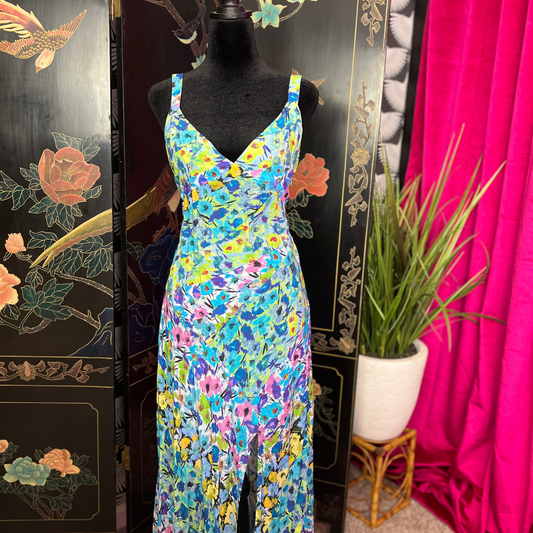 The Riviera - ZARA Floral V-Neck Midi Dress