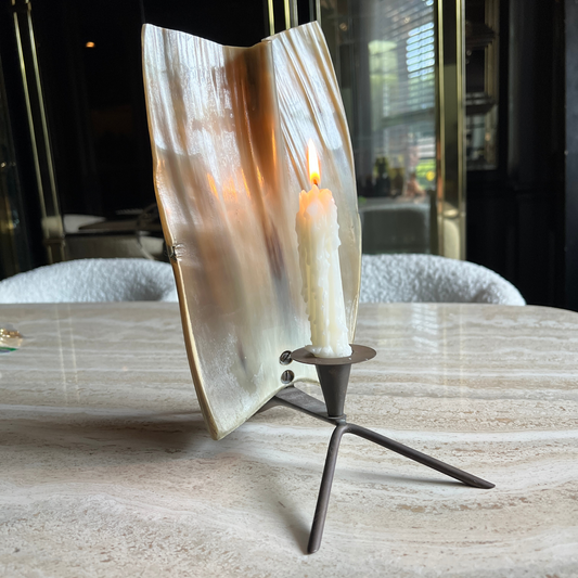 The Christine - Vintage Buffalo Horn Candle Holder with Tripod Base