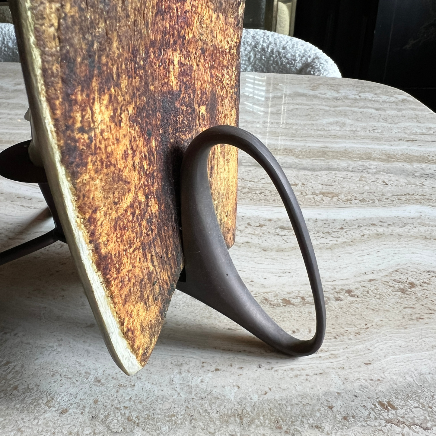 The Christine - Vintage Buffalo Horn Candle Holder with Tripod Base
