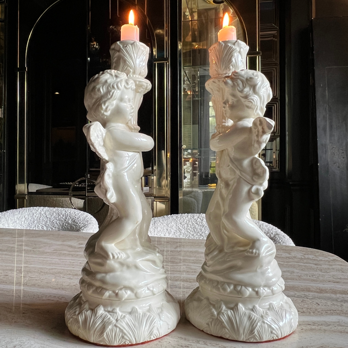 Heaven Sent  - Vintage Porcelain Cherub Candlestick Holders (set of 2)
