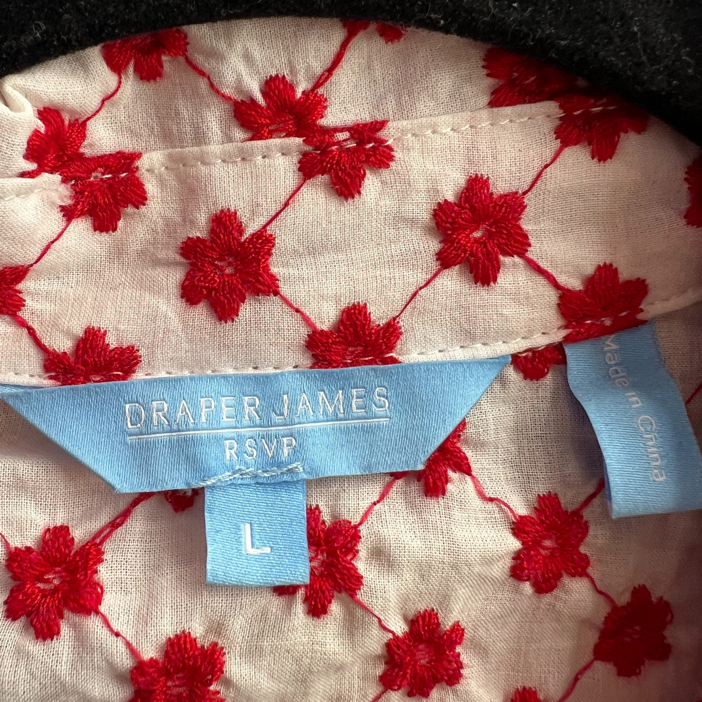 Never worn - Draper James Women’s Large Bodysuit Floral Eyelet White Red - L