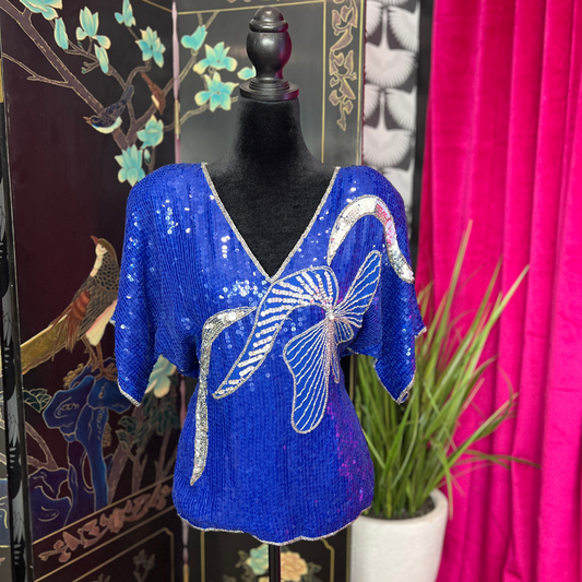 The Starlight – Vintage Sequin Silk Top by Jean for Joseph Le Bon L