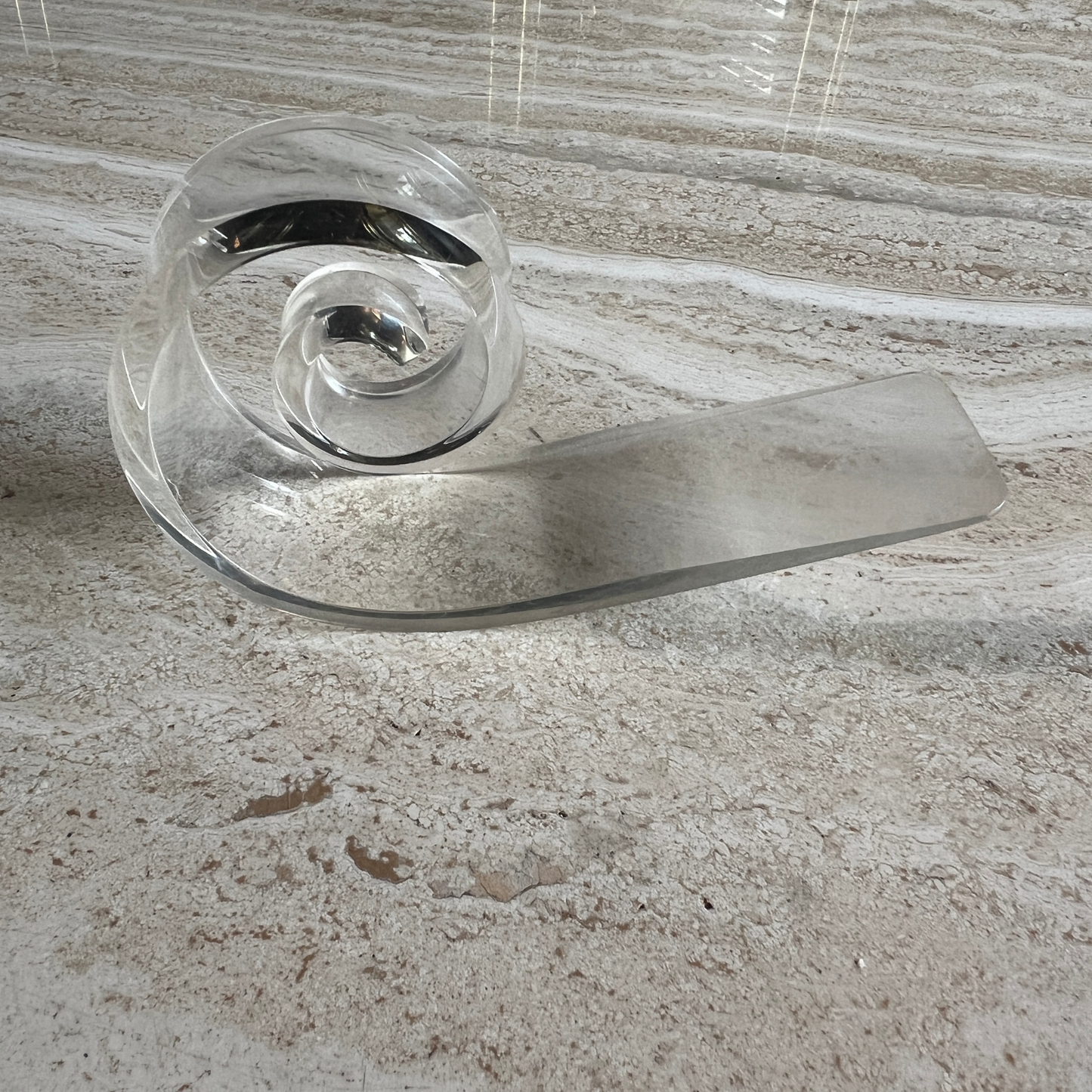 The Carla - MCM Lucite Wave Door Stop - Sculptural Clear Acrylic Decor