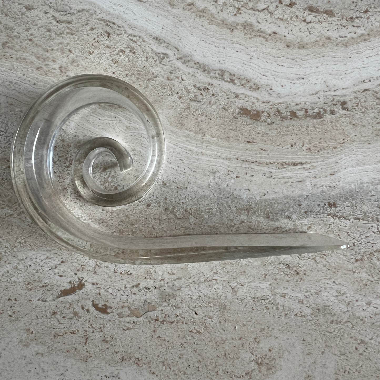 The Carla - MCM Lucite Wave Door Stop - Sculptural Clear Acrylic Decor