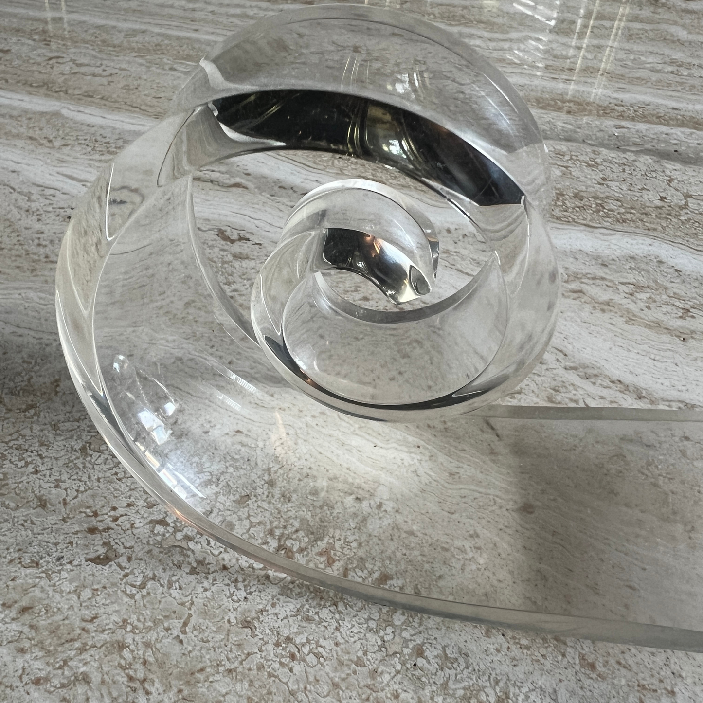 The Carla - MCM Lucite Wave Door Stop - Sculptural Clear Acrylic Decor