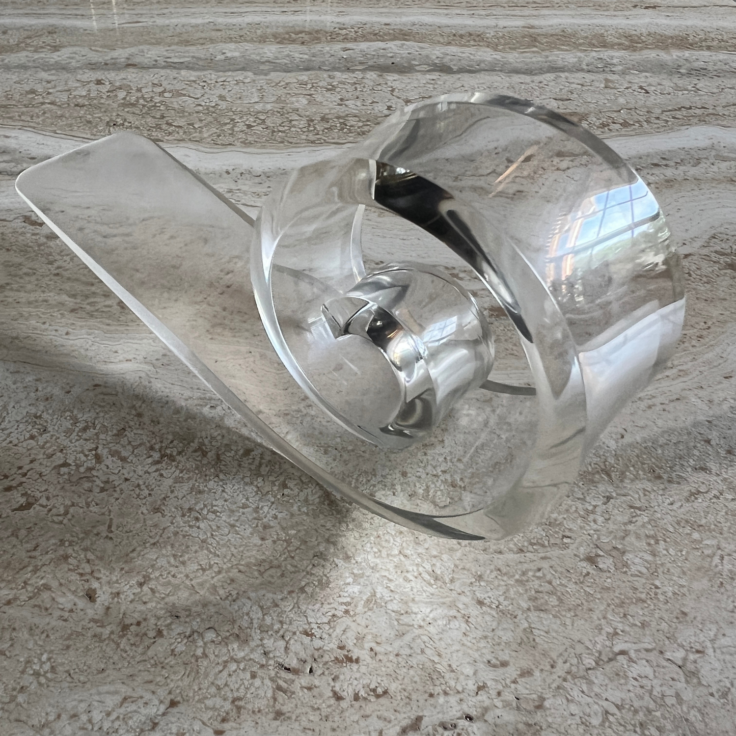 The Carla - MCM Lucite Wave Door Stop - Sculptural Clear Acrylic Decor