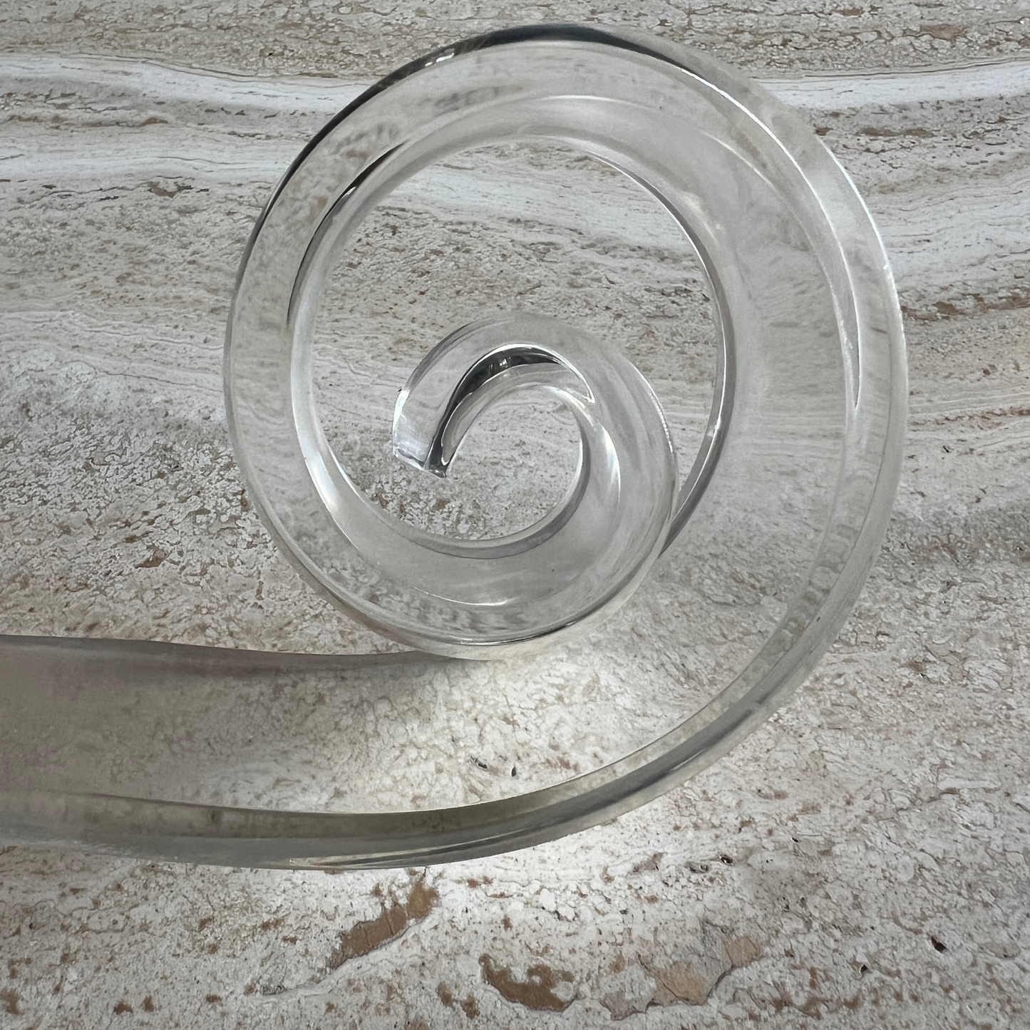 The Carla - MCM Lucite Wave Door Stop - Sculptural Clear Acrylic Decor