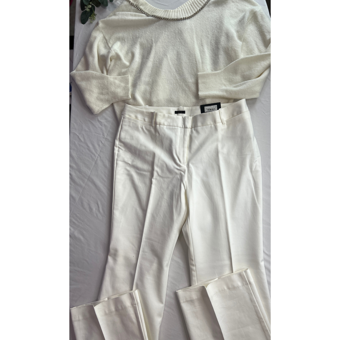 The Park Avenue – Cashmere Sweater & Crisp White Pants Set