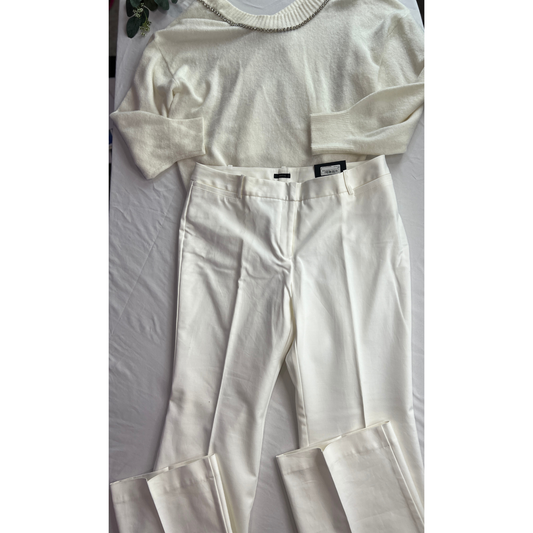 The Park Avenue – Cashmere Sweater & Crisp White Pants Set