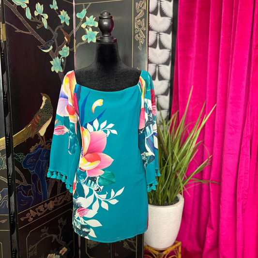 The Palm Springs – Trina Turk Tassel Trim Mini Dress