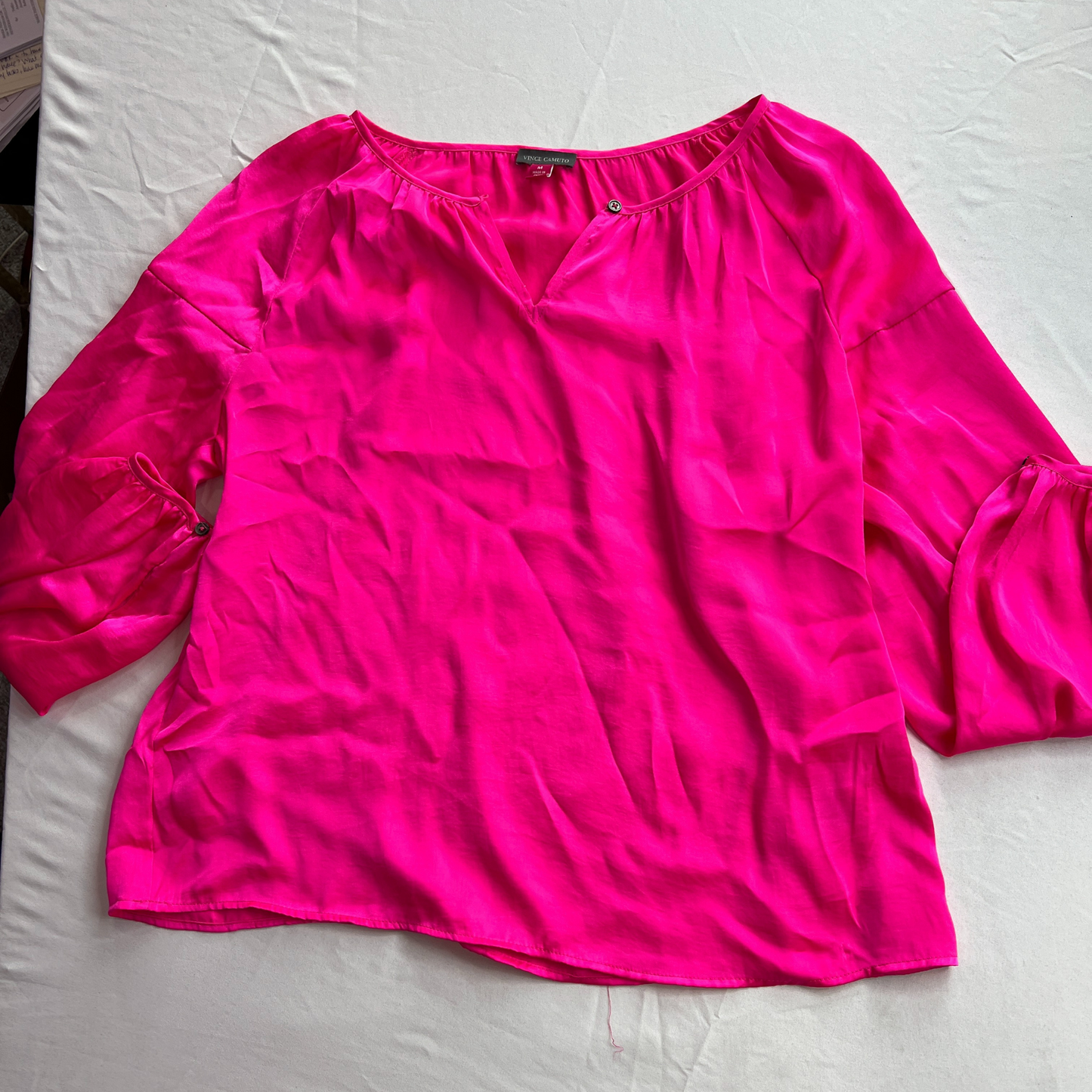 The Molly - Pink Vince Camuto Satin Blouse - Size Medium