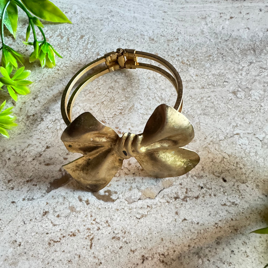 The Bette - Vintage Brass Bow Statement Cuff ✨