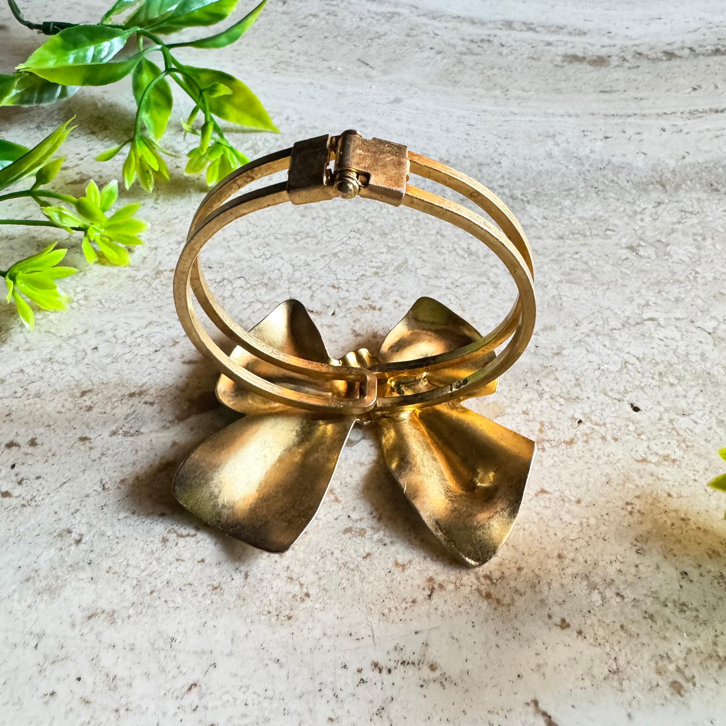 The Bette - Vintage Brass Bow Statement Cuff ✨