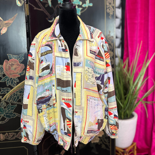 The Globetrotter – Vintage Silk Bomber  Size Small