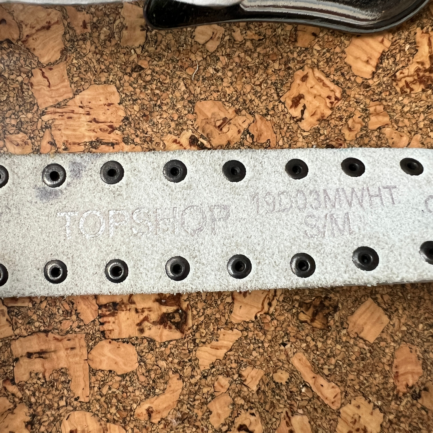 The Sasha - White Leather Belt w/Double Crop Buckles & Grommet